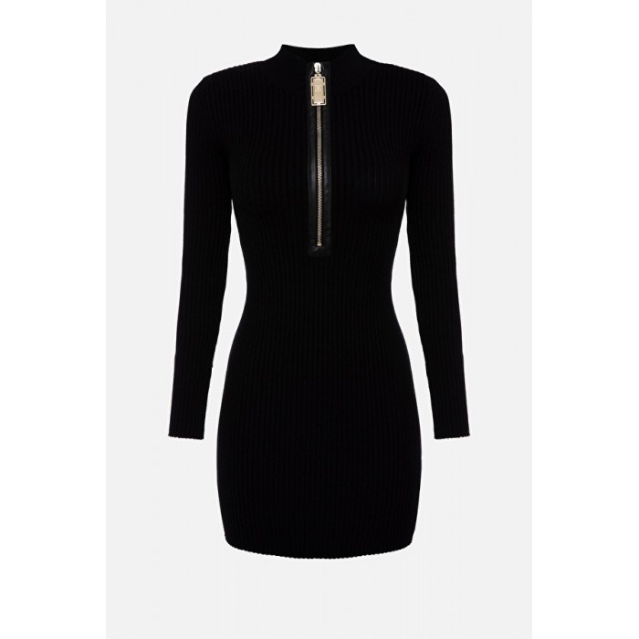 AM45M16E2 Elisabetta Franchi abito stretch a costine nero