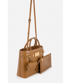 BS05A16E2 Elisabetta Franchi shopper con charm piccola cuoio