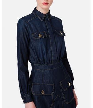 AJ22S16E2 Elisabetta Franchi abito denim con tasche