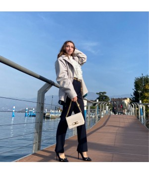 H5884 Olla Pareg giaccone doppio petto perla