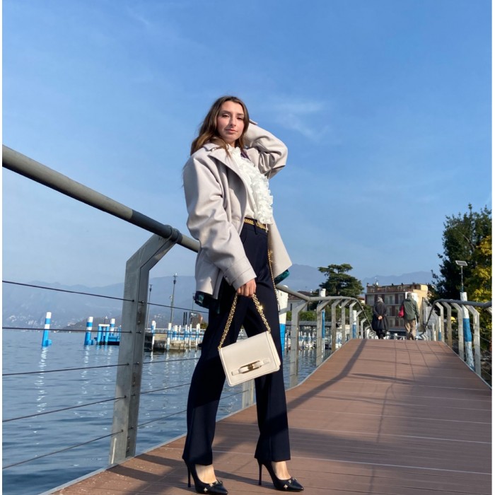 H5884 Olla Pareg giaccone doppio petto perla