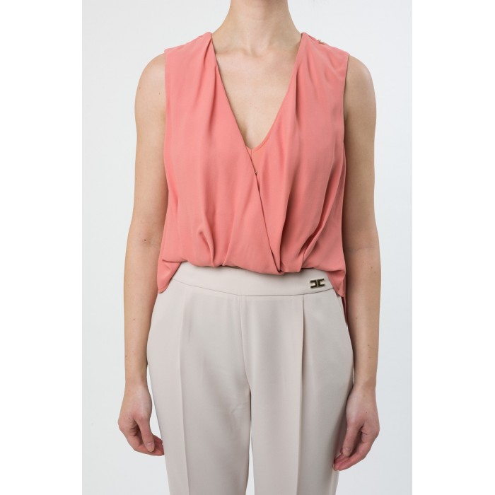 ELISABETTA FRANCHI CAMICIA ASIMMETRICA BLUSH  CA09482E2