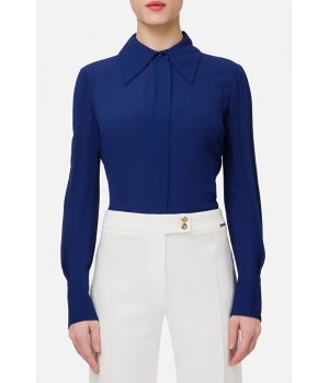 Elisabetta Franchi Camicia in georgette blu capri CA24501E2