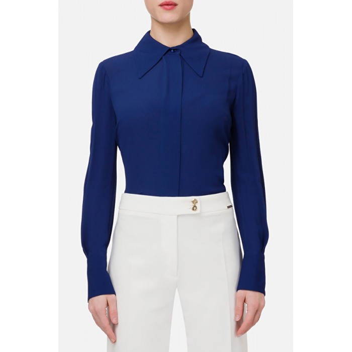 Elisabetta Franchi Camicia in georgette blu capri CA24501E2